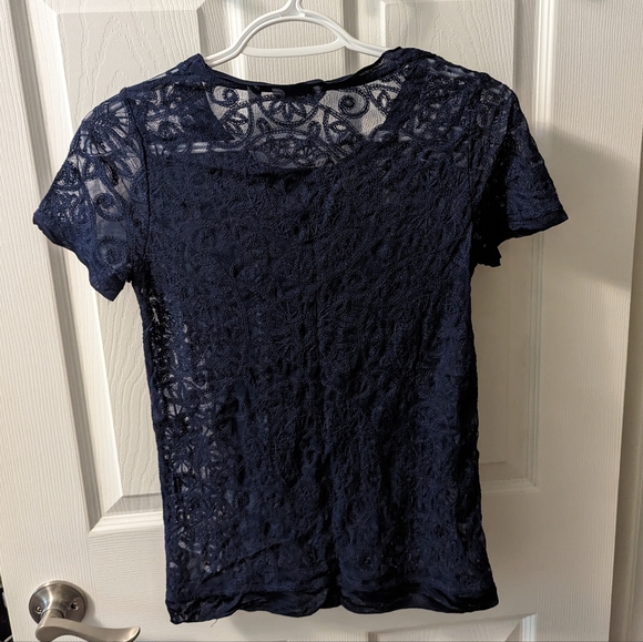 Reitmans Mesh Navy Tee | Size XS - Picture 7 of 8